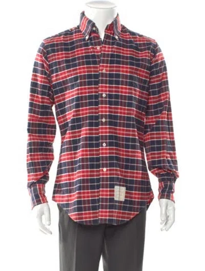 Pre-owned Thom Browne Plaid Print Long Sleeve Shirt In Multi