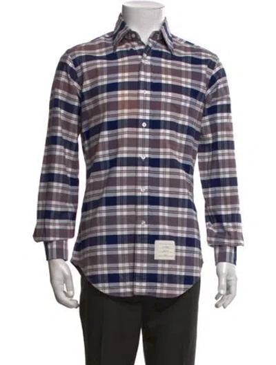 Pre-owned Thom Browne Plaid Print Long Sleeve Shirt In Neutrals