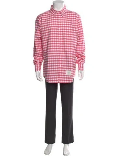 Pre-owned Thom Browne Plaid Print Long Sleeve Shirt In Pink