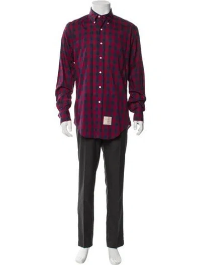 Pre-owned Thom Browne Plaid Print Long Sleeve Shirt In Red
