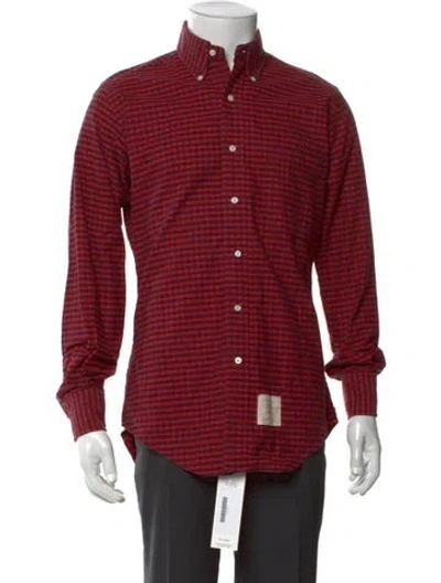 Pre-owned Thom Browne Plaid Print Long Sleeve Shirt In Red