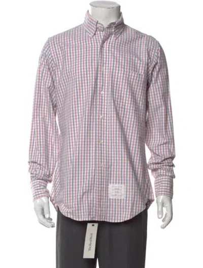 Pre-owned Thom Browne Plaid Print Long Sleeve Shirt In Red