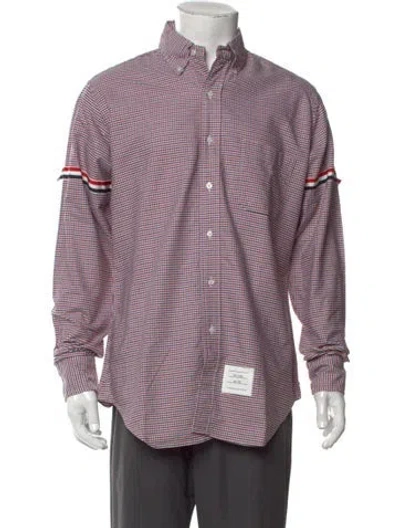Pre-owned Thom Browne Plaid Print Long Sleeve Shirt In Red