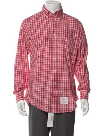 Pre-owned Thom Browne Plaid Print Long Sleeve Shirt In Red