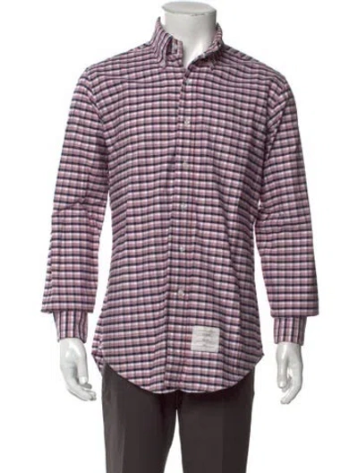 Pre-owned Thom Browne Plaid Print Long Sleeve Shirt In Red