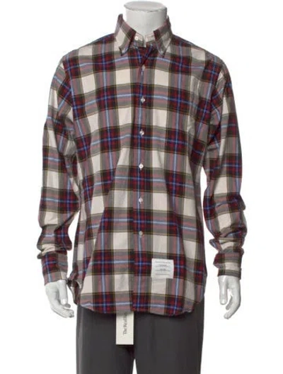 Pre-owned Thom Browne Plaid Print Long Sleeve Shirt In Red