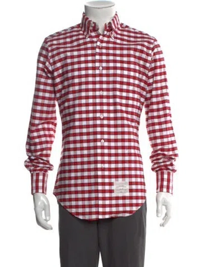 Pre-owned Thom Browne Plaid Print Long Sleeve Shirt In Red