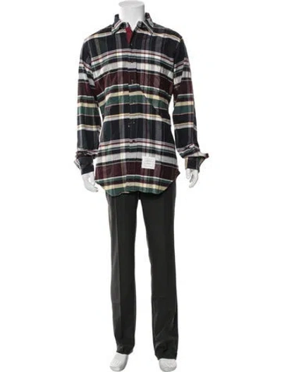 Pre-owned Thom Browne Plaid Print Long Sleeve Shirt W/ Tags In Blue