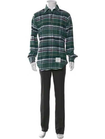 Pre-owned Thom Browne Plaid Print Long Sleeve Shirt W/ Tags In Green