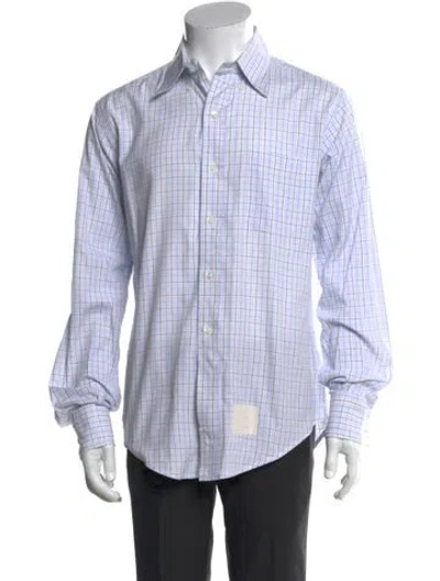 Pre-owned Thom Browne Plaid Print Long Sleeve Shirt In White