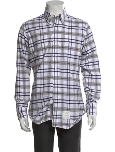 Pre-owned Thom Browne Plaid Print Long Sleeve Shirt In White