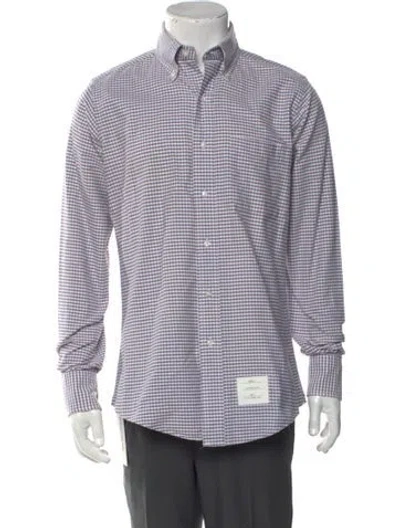 Pre-owned Thom Browne Plaid Print Long Sleeve Shirt In White