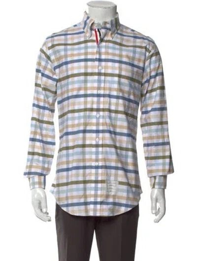 Pre-owned Thom Browne Plaid Print Long Sleeve Shirt In White