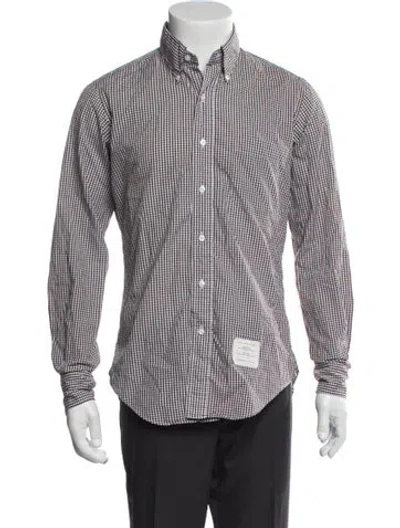 Pre-owned Thom Browne Plaid Print Long Sleeve Shirt In White