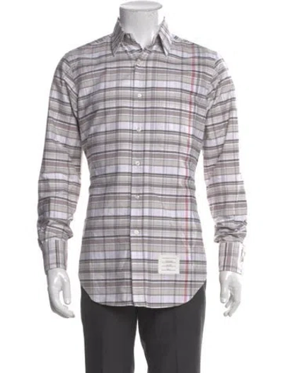 Pre-owned Thom Browne Plaid Print Long Sleeve Shirt In White