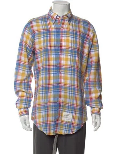 Pre-owned Thom Browne Plaid Print Long Sleeve Shirt In Yellow