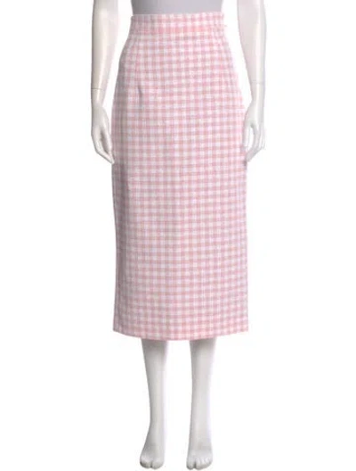 Pre-owned Thom Browne Plaid Print Midi Length Skirt In Pink