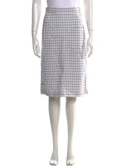 Pre-owned Thom Browne Plaid Print Midi Length Skirt In White
