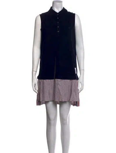 Pre-owned Thom Browne Plaid Print Mini Dress In Black