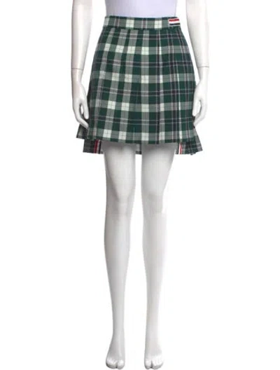 Pre-owned Thom Browne Plaid Print Mini Skirt In Blue