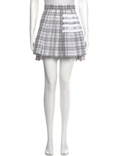Pre-owned Thom Browne Plaid Print Mini Skirt In Gray