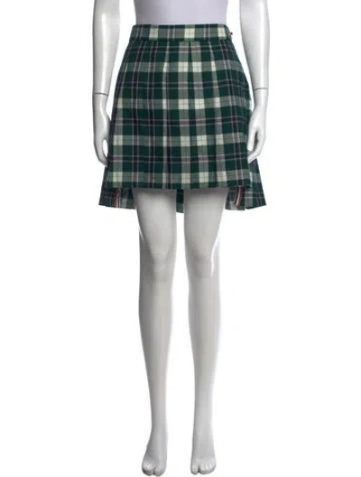 Pre-owned Thom Browne Plaid Print Mini Skirt W/ Tags In Green