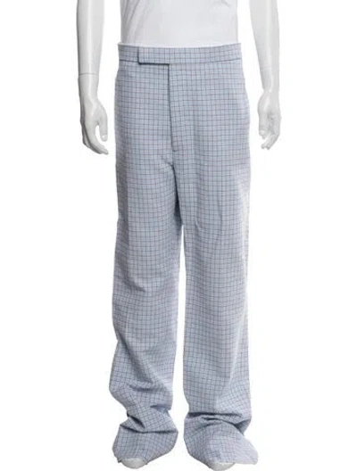 Pre-owned Thom Browne Plaid Print Pants W/ Tags In Blue