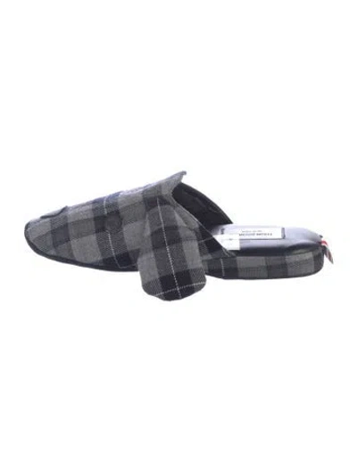 Pre-owned Thom Browne Plaid Print Slides In Blue