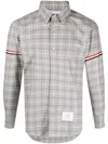 Thom Browne Cotton Checked Shirt Chest Pocket In Grey