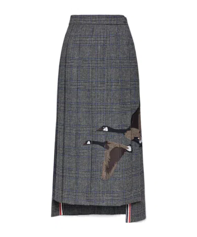 Thom Browne Plaid Skirt In Gray