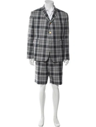 Pre-owned Thom Browne Plaid Two-piece Shorts Suit In Gray