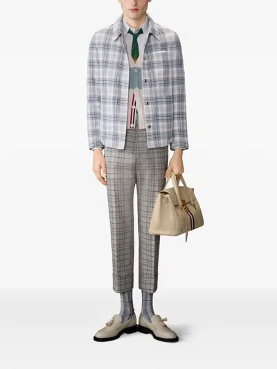 Thom Browne Plaid Utility Jacket In White