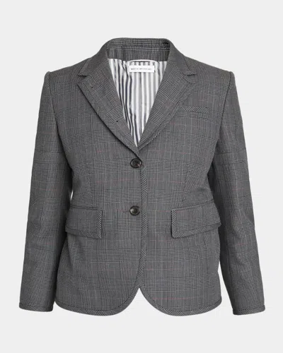 Thom Browne Plaid Virgin Wool Blazer In Gray