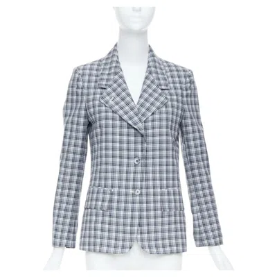 Pre-owned Thom Browne Plaid Wool Multicolor Silk Lined Tailoring Blazer Jacket It40 S In Gray