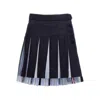 Thom Browne 4-bar Pleated Mini Skirt In Blue