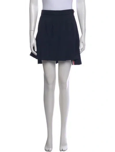 Pre-owned Thom Browne Pleated Accents Mini Skirt In Blue