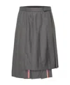 Thom Browne Asymmetric Hem Pleated Backstrap Skirt In Gray