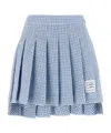 Thom Browne Pleated Tweed Skirt Skirts Light Blue In Blue