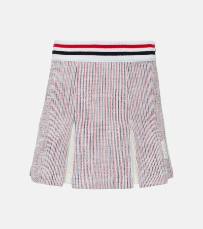 Thom Browne 褶裥棉质混纺迷你半身裙 In Rwbwht