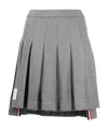 Thom Browne Striped Pleated Miniskirt In Gray