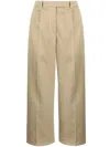 Thom Browne Pleated Cropped Cotton Trousers In Neutrals