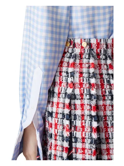 Thom Browne Pleated Frayed-edge Skirt In Multi