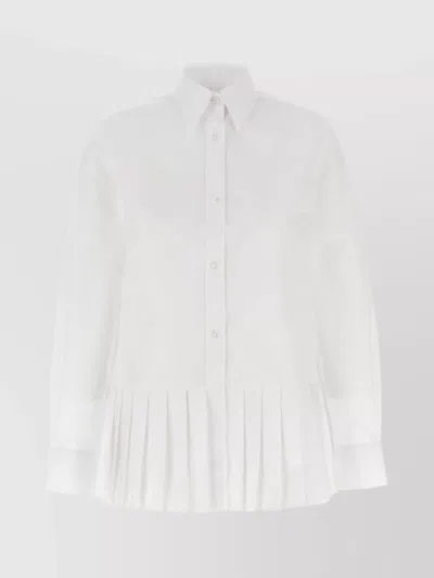 Thom Browne Pleated Hem Shirt With Long Sleeves In White
