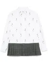 Thom Browne Pleated-hem Striped Shirt In Gray