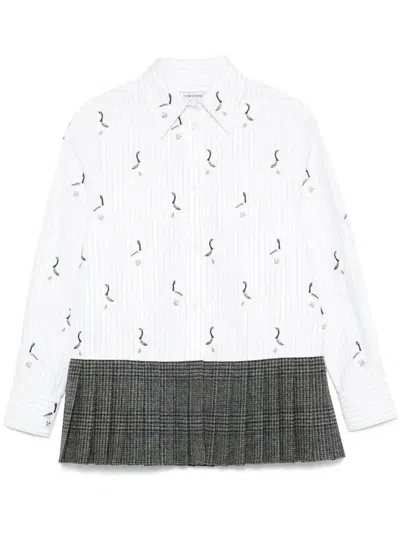 Thom Browne Pleated-hem Striped Shirt