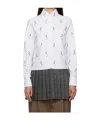 Thom Browne Pleated-hem Striped Shirt In Gray