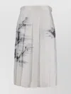 Thom Browne Pleated High Waist Skirt With Button Detail In White
