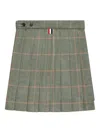 Thom Browne Pleated Houndstooth-pattern Mini Skirt In Green