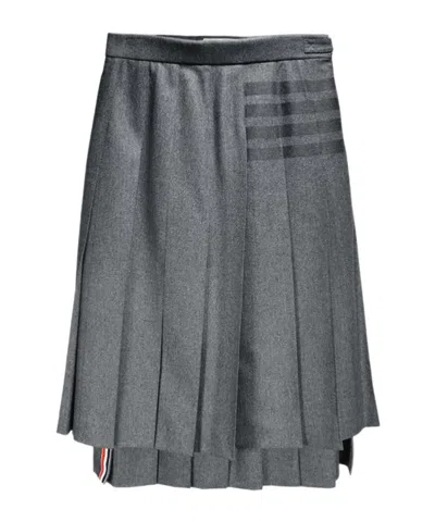 Thom Browne Pleated Knee-length Skirt In Gray