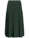 Thom Browne Pleated Knitted Midi Skirt In Green